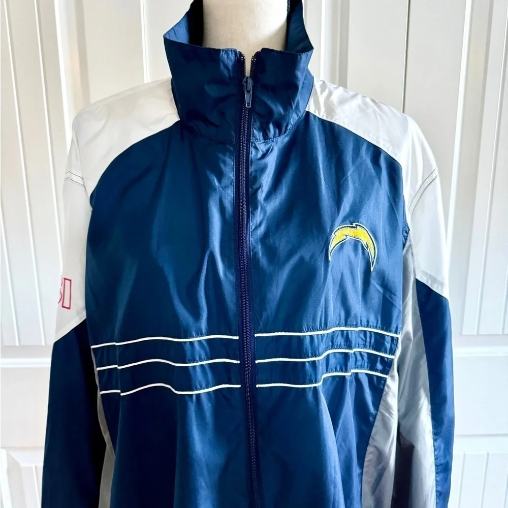 Los Angeles Chargers NFL Windbreaker Jacket Men’s XL Blue Colorblock Full Zip